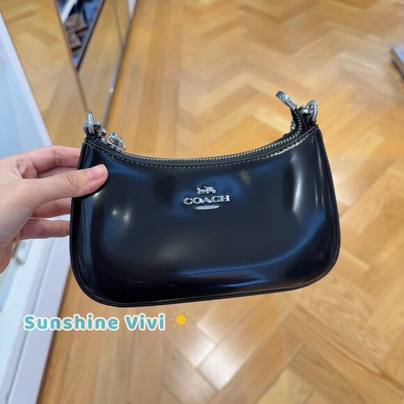 NWT Coach Teri Mini Crossbody Shoulder Bag In Spazzolato Leather CW310 Black - Picture 1 of 12